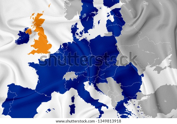 Brexit on the map of\
Europe: separation of great Britain from Europe. Map of the States\
of Europe in\
2019.