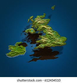 Brexit Referendum - United Kingdom Withdrawal From European Union -
Isometric UK Map Concept