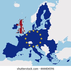 Brexit UK And EU Map Flags Europe Cut Out Fx