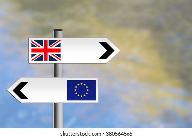 Brexit. United Kingdom Referendum, EU, Europe Vote. Or Immigration. Sign Posts, Different Directions Leave Europe March 2019.