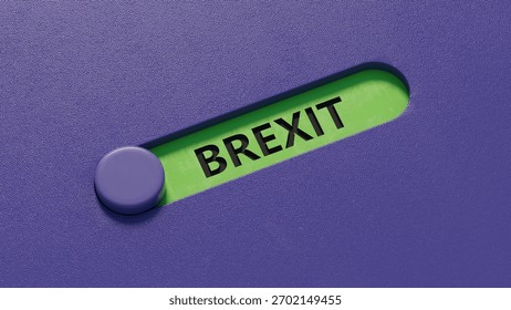 Brexit the word spelled out using slide switch spelling. EU and UK politics. Political Brexit concept.3D rendering.