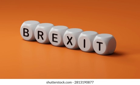 Brexit the word spelled out using wooden dice. EU and UK politics. Political Brexit concept.3D rendering.
