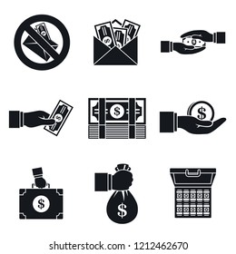 Bribery corrupt icon set. Simple set of bribery corrupt icons for web design on white background