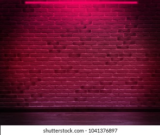 Brick Wall, Background, Neon Light