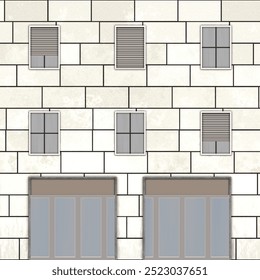Brick wall facade with windows