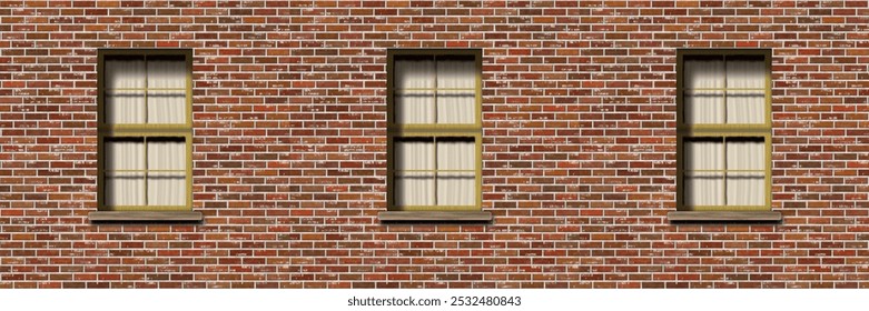 Brick wall facade with windows