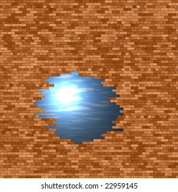 brick wall with hole