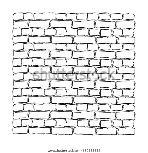 Brick Wall Rough Sketch Isolated On Stock Illustration 680985832