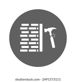 Bricks Wall Hammer Icon. Beautiful icon symbol for commercial use, printed files and presentations, Promotional Materials, web or any type of design project. - Powered by Shutterstock