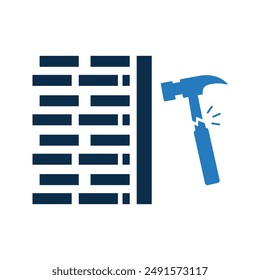 Bricks Wall Hammer Icon. Beautiful icon symbol for commercial use, printed files and presentations, Promotional Materials, web or any type of design project. - Powered by Shutterstock