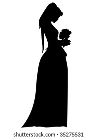 Vector Silhouette Graphic Depicting Bride Groom Stock Vector (Royalty ...