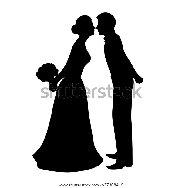 Bride Groom Black Silhouette Bride Groom Stock Illustration 637308415