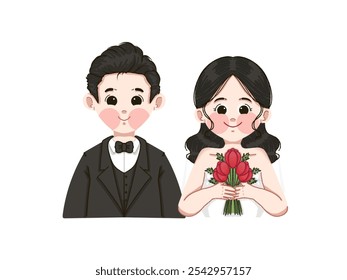 A bride and groom, united in love, share a joyful moment on their special day. Ideal for wedding and celebration designs. - Powered by Shutterstock