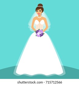 Wedding Card Bride On Blue Background Stock Vector (royalty Free 