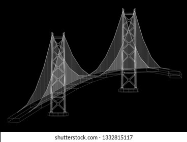 Bridge Architect Blueprint  3D Rendering 