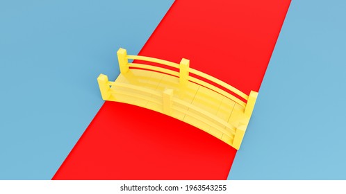 Bridge Connecting Two Sides. 3D Illustration