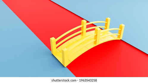 Bridge Connecting Two Sides. 3D Illustration