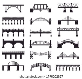 Bridge Construction Silhouette River Bridge Architecture Stock ...