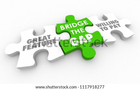 Bridge Gap Between Great Feature Willing Pay Puzzle 3d Render Illustration