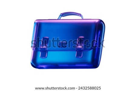 Briefcase with dark neon light effect, 3d rendering. 3D illustration.