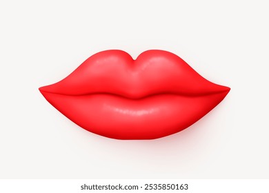 Bright 3D red lips illustration. Red lips on a white background. Glossy red lips, vibrant and bold. 3D illustration elements for  woman, feminine, lips, beauty, cosmetic concepts. - Powered by Shutterstock