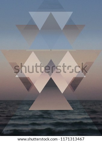 Similar – polaroid shows rear view of a woman in a stiff dress standing by the sea. north sea