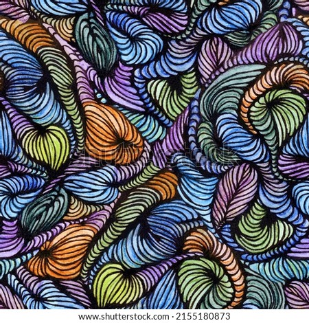 Bright abstract  seamless pattern in graffiti style. Handdrawn tribal geometric pattern. Color boho styled doodle background.