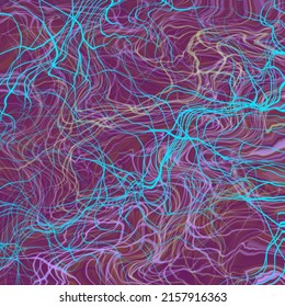 Bright abstract square banner with a pattern, multicolored narrow stripes on a lilac background