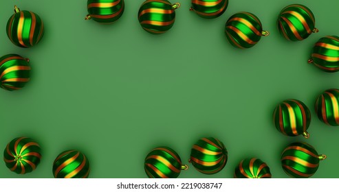 Bright Background, Beautiful Festive Balloons, Christmas Trinkets, 3 D Render