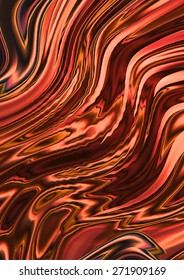Bright background with red waves covered with black and brown zigzag stripes 