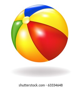 Bright Beach Ball, Isolated On White Background