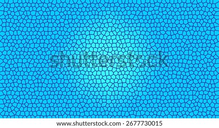 A bright blue abstract background with a gradient effect, featuring a repeating mosaic pattern of irregular geometric shapes connected by dark blue lines.