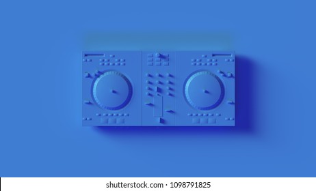 Bright Blue DJ Decks 3d Illustration	