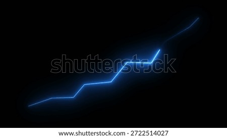 A bright blue glowing angular line graph on a dark background showing upward growth trend Clear details and vibrant colors enhance visual appeal.