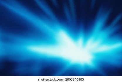 Bright blue glowing light rays radiate outward in a cosmic space effect