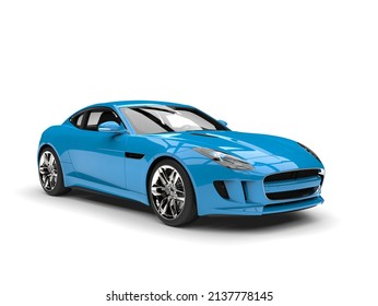 Bright Blue Modern Luxury Sports Car
 - 3D Illustration