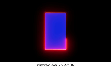 A bright blue rectangular shape with glowing magenta edges standing out against a black background Clear details and vibrant colors enhance visual appeal.