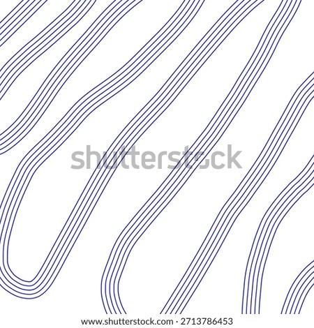 Bright Blue Wavy Parallel Lines Minimalist Abstract Pattern. 