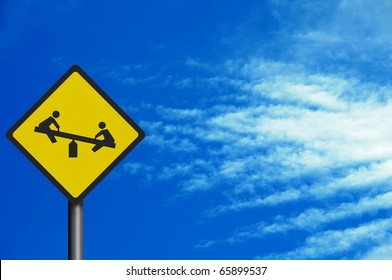 Bright, clean 'playground' road sign, with space for your text - photo realistic