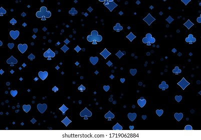 Bright colored blurred bokeh pattern of poker symbols.