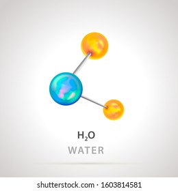 Bright Colorful Chemical Model Of Water Element H2O Molecule And Molecular Structure