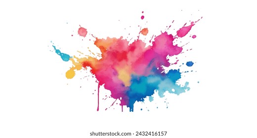 Bright colorful watercolor splash splatter stain brush strokes on white background. Modern vibrant aquarelle spot. Rainbow trendy isolated design on white. Element. Vector watercolor illustration.	 - Powered by Shutterstock