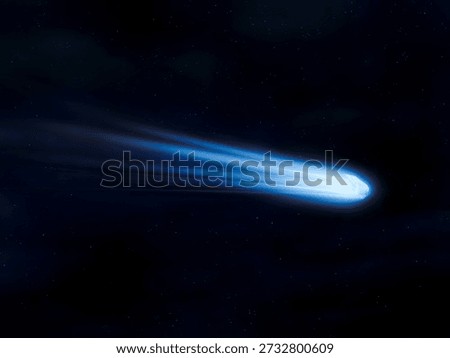Bright comet in deep space. Beautiful comet tail on a starry background. Observation of a celestial body 3d illustration.
