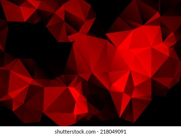 Bright Contrast Abstract Red Black Background Polygon