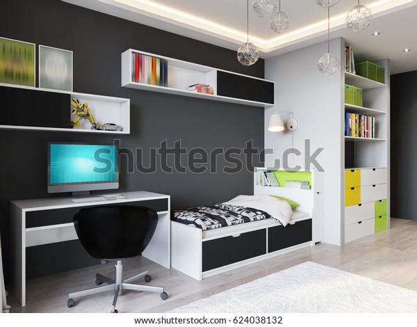 Bright Cozy Childrens Room Modern Urban Stock Illustration 624038132