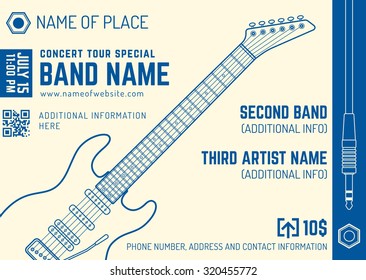 bright cream blue rock music electro guitar flyer template minimal design
 - Powered by Shutterstock