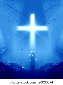 Bright Cross On Soft Blue Background Stock Illustration 28030894 ...