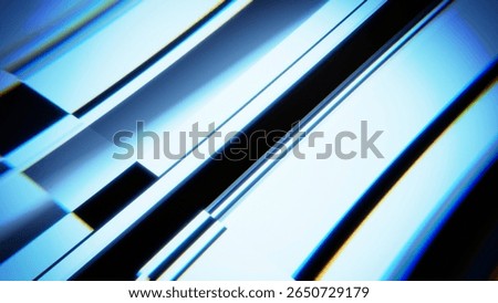 Bright diagonal light beams are intersecting, creating an abstract geometric pattern with blue reflections. 3d render