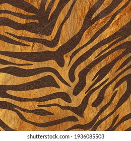 Bright Fluffy Backdrop With Tiger Skin Pattern