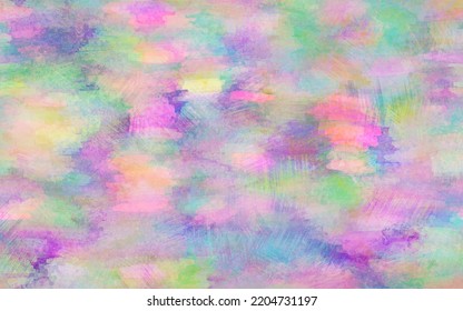 Bright Fresh Colorful Aquarelle Painted Textured Canvas For Hippie Design. Fantasy Line Wallpaper. Funny Vivid Dream Paint Design. Dreamy Green Blue Violet Pink Purple Background. Romantic Paper.	
